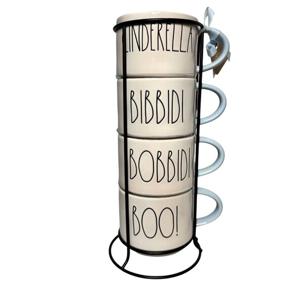 Rae Dunn Disney Princess Cinderella Artisan Collection Stacking Mugs w/ Rack NWT - Picture 2 of 5